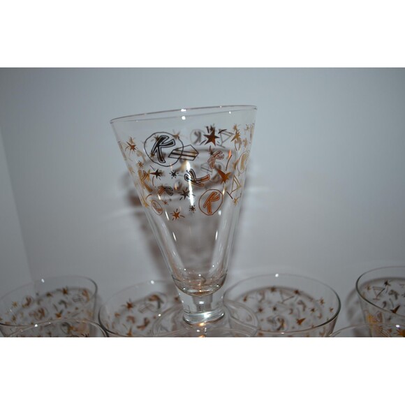 Mid Century K Monogram Kahlua Stars Atomic Sputnik Set of Eight - Picture 2 of 5